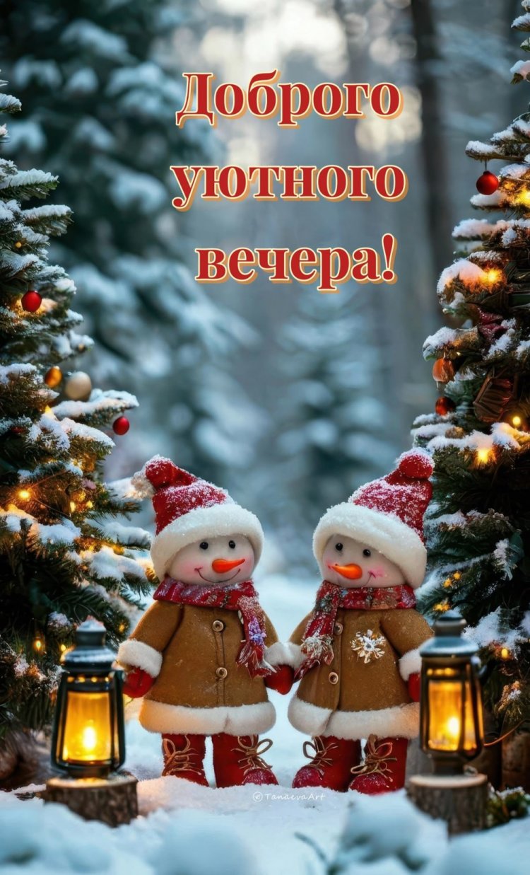 Прикольные зимние открытки и картинки «Добрый вечер!»