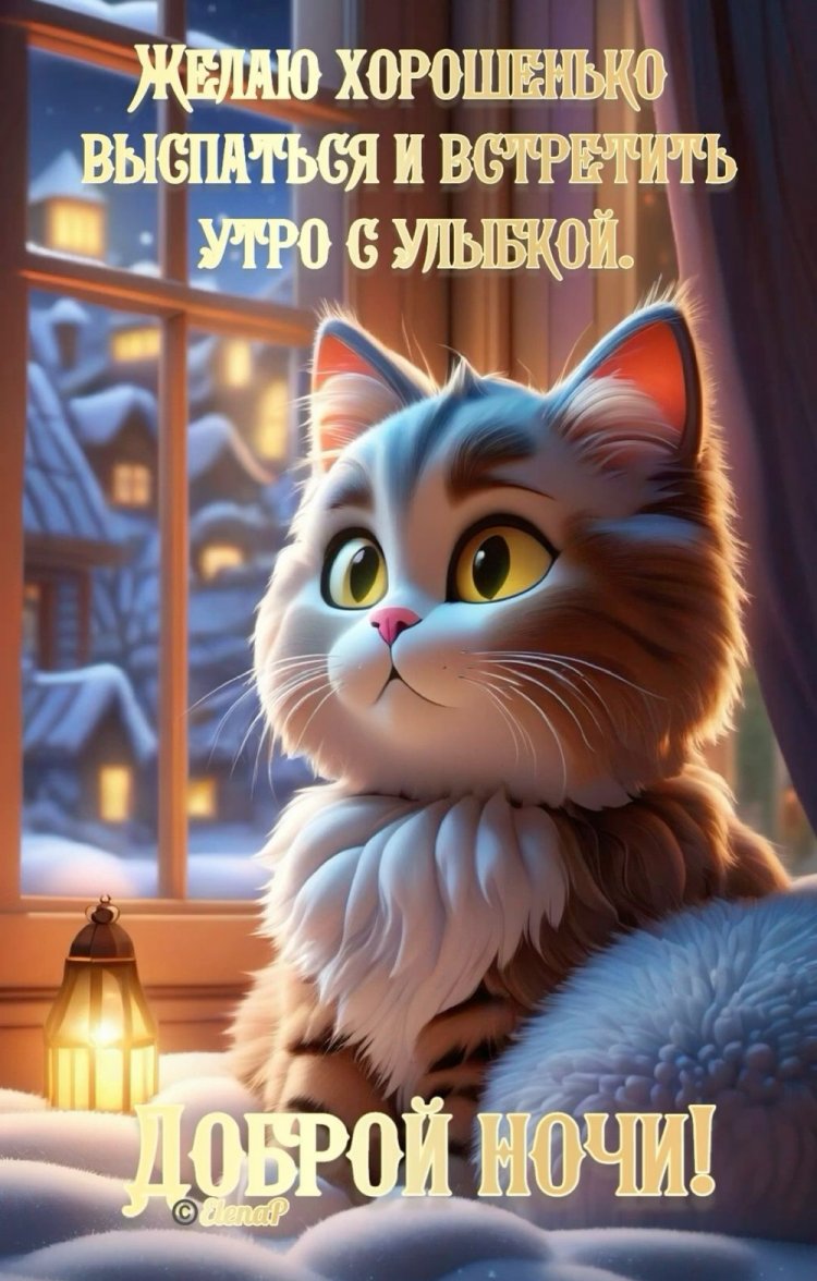 Прикольные зимние открытки «Спокойной ночи!»