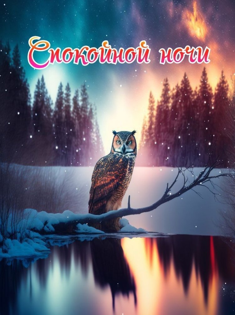 Зимние открытки «Спокойной ночи!» для мужчины