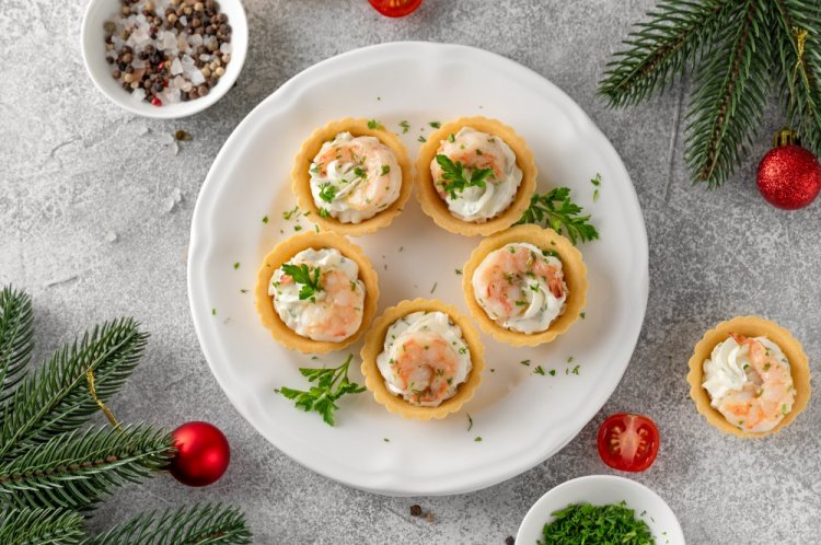 Тарталетки с креветками на Новый год