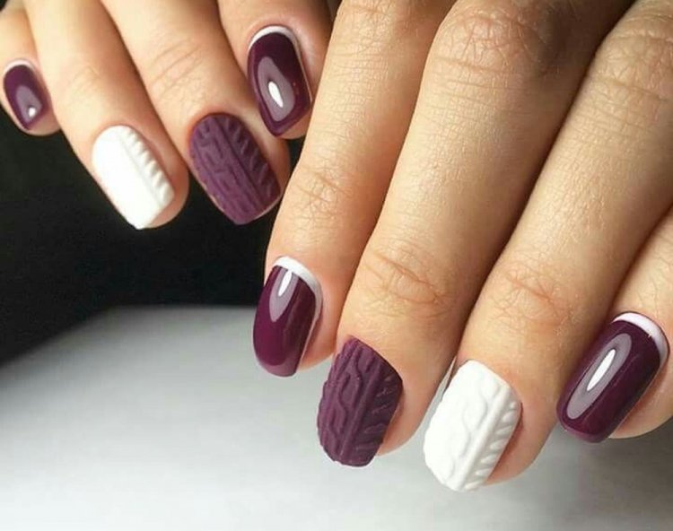 Вязаный маникюр на короткие ногти