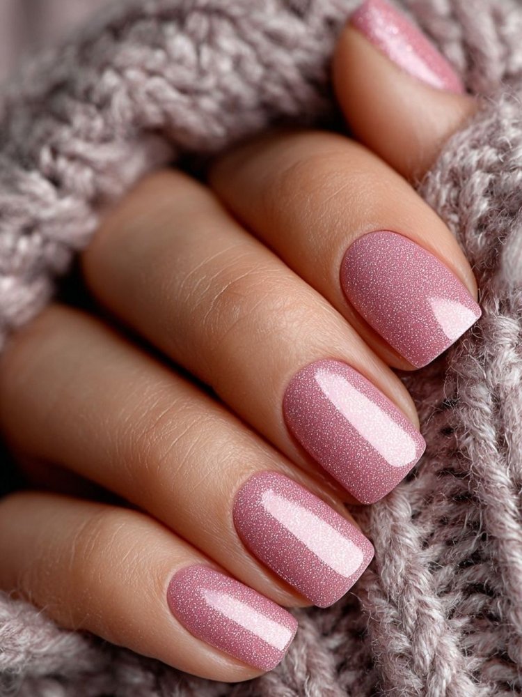 Льдистый розовый маникюр