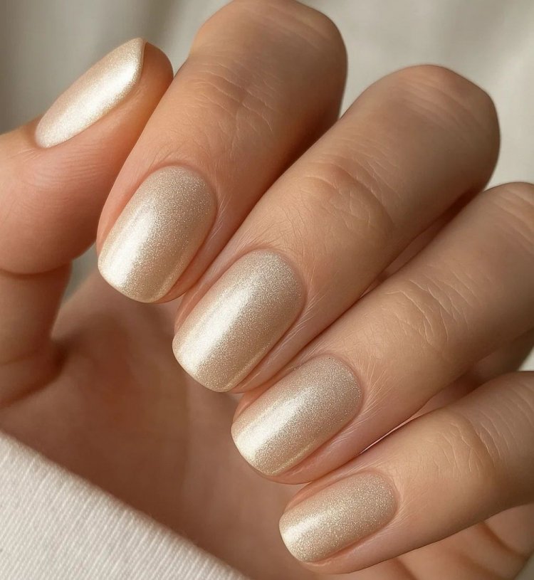 Маникюр в оттенках шампанского