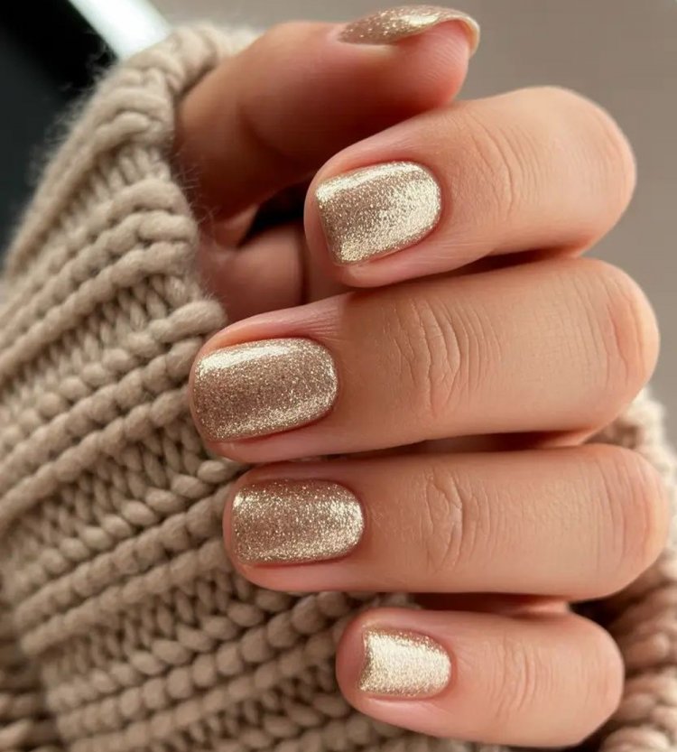 Маникюр в оттенках шампанского