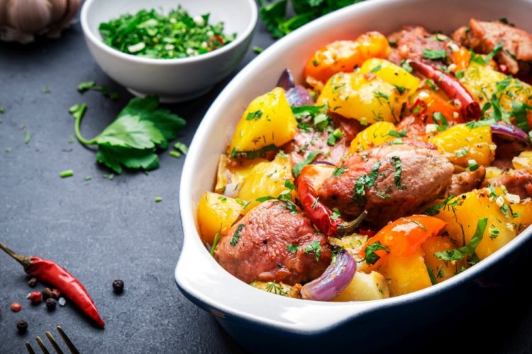 Индейка с овощами в аэрогриле