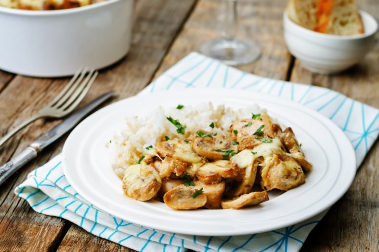 Индейка с грибами в аэрогриле