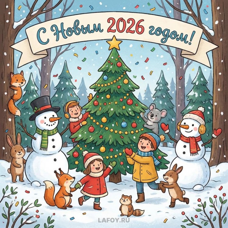 Детские открытки и картинки на Новый год 202621