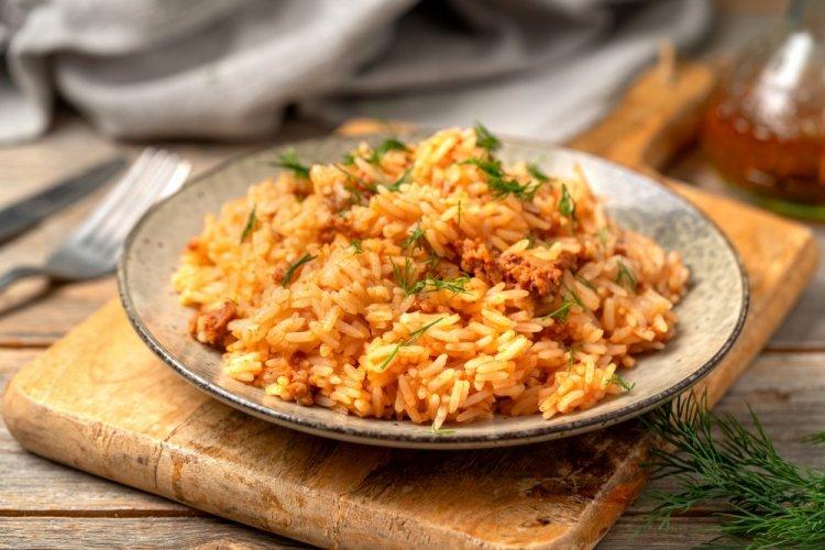 Рис с фаршем в аэрогриле