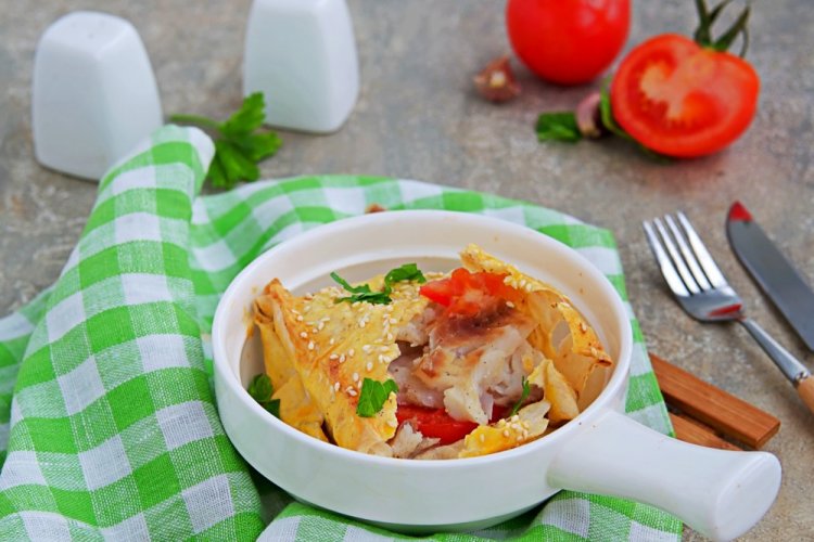 Лаваш с рыбой в аэрогриле