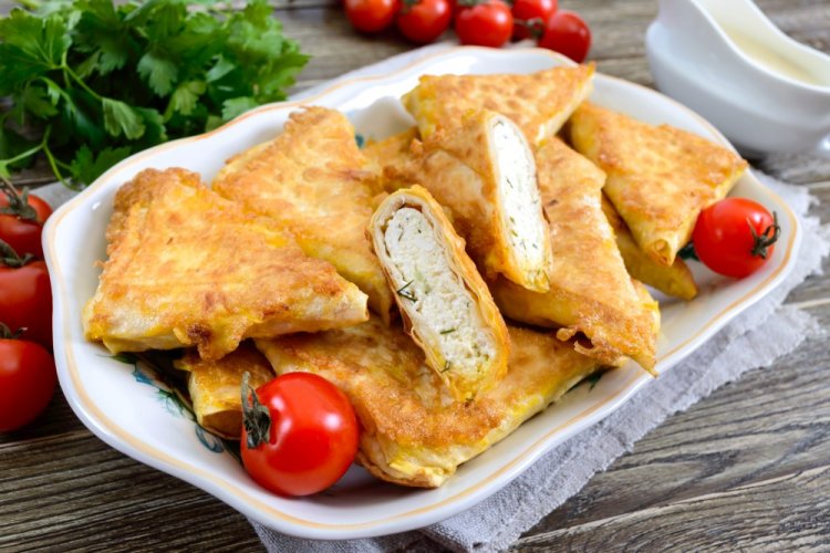 Лаваш с творогом в кляре в аэрогриле