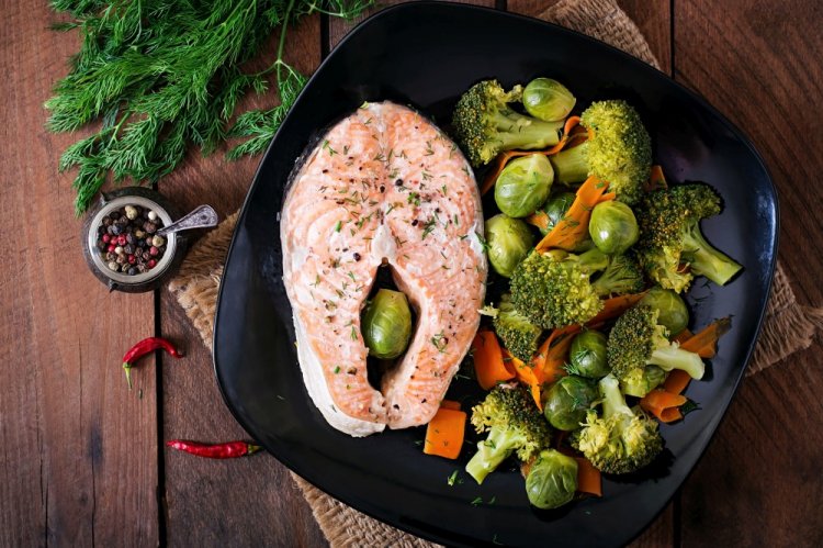 Стейки горбуши с овощами в аэрогриле