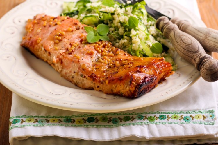 Запеченная кета с горчицей и соевым соусом в аэрогриле