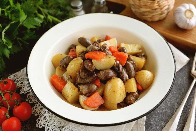 Куриные сердечки с картошкой в аэрогриле