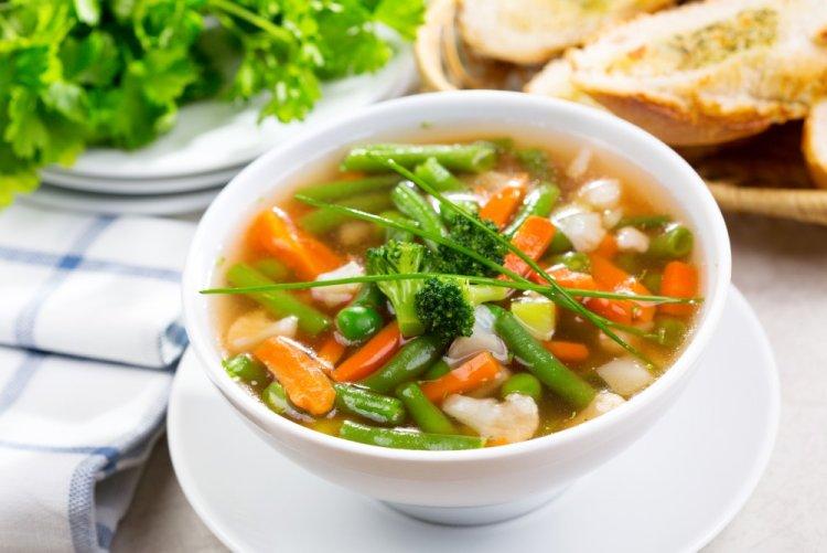 Суп с птитимом, кабачком и стручковой фасолью