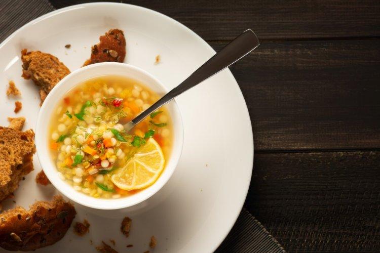 Суп с птитимом и шпинатом