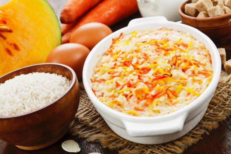 Запеканка из тыквы с рисом в аэрогриле