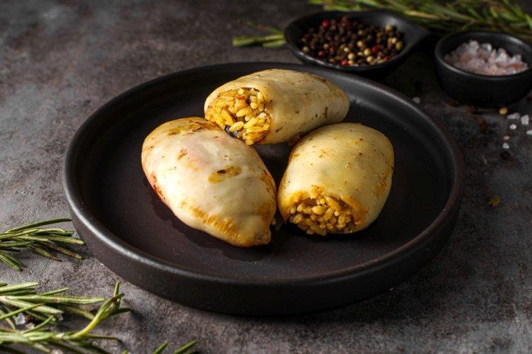 Кальмары, фаршированные рисом и грибами в аэрогриле
