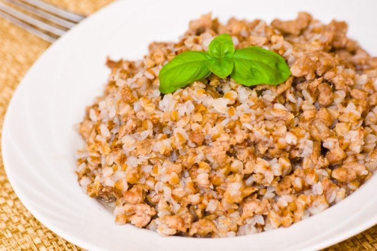 Гречка с мясным фаршем в аэрогриле