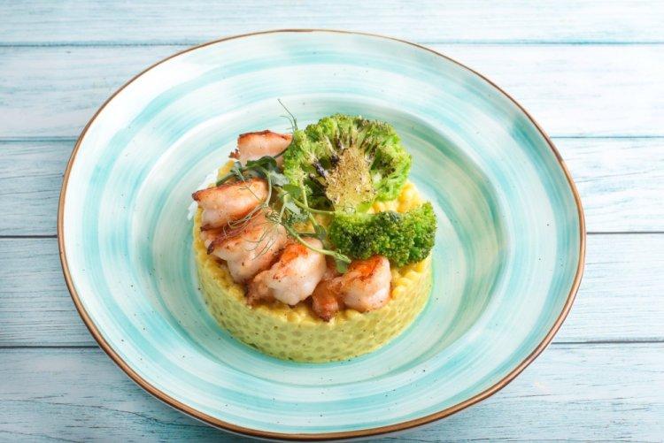 Птитим с грибами и креветками