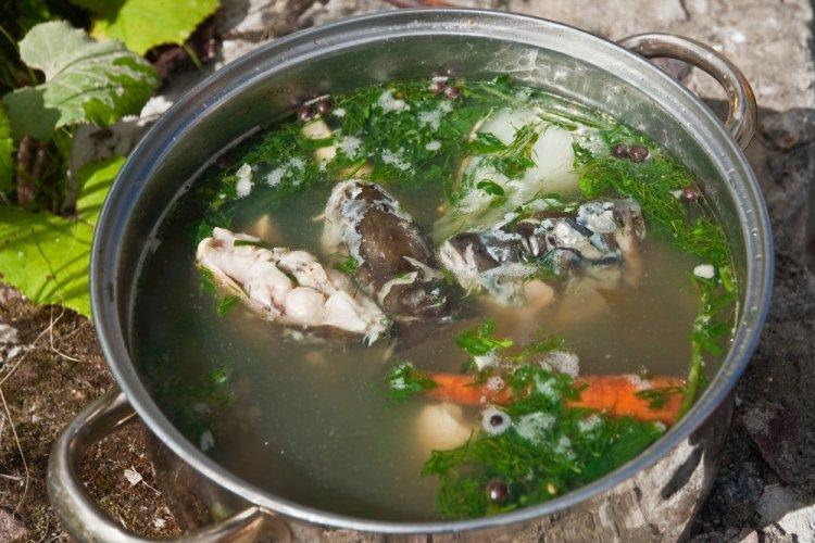 Уха из карасей на костре