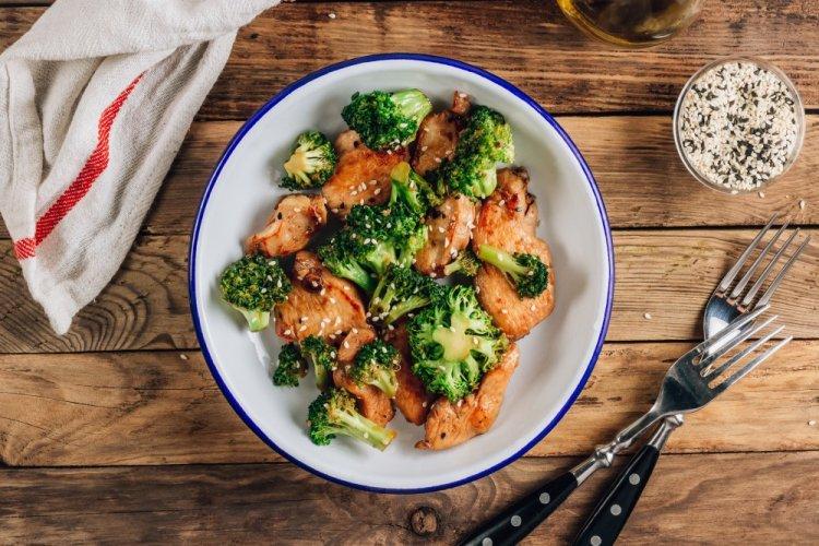 Жареная куриная грудка с брокколи на сковороде