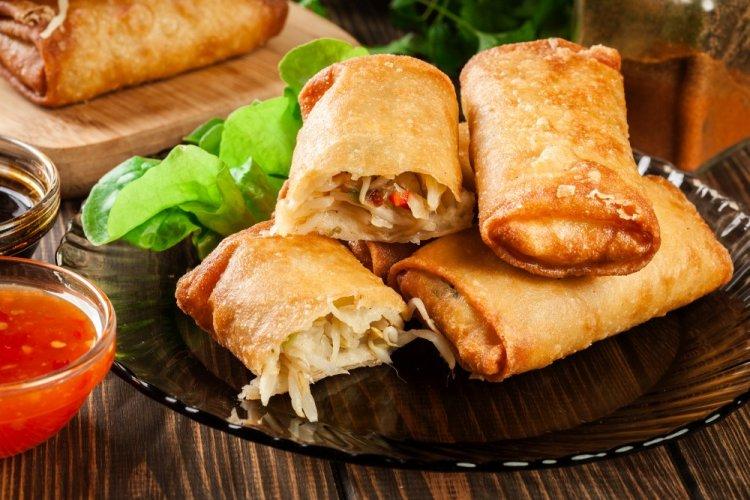 Жареные спринг-роллы с овощами