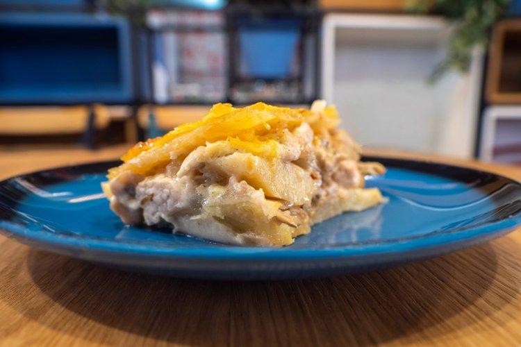 Картошка с фаршем и сыром в аэрогриле