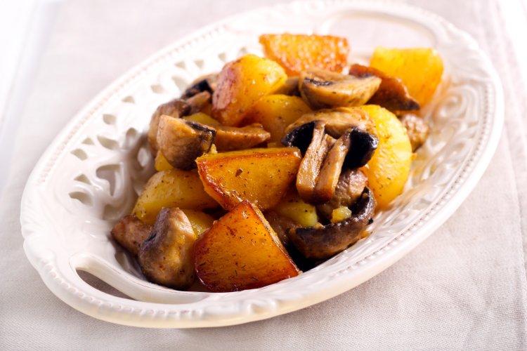 Индейка с картошкой и шампиньонами в аэрогриле