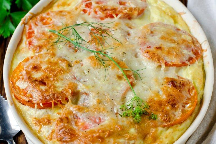 Индейка с картошкой и помидорами под сыром в аэрогриле