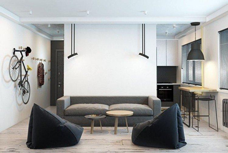Черная гостиная в современном стиле - Дизайн интерьера