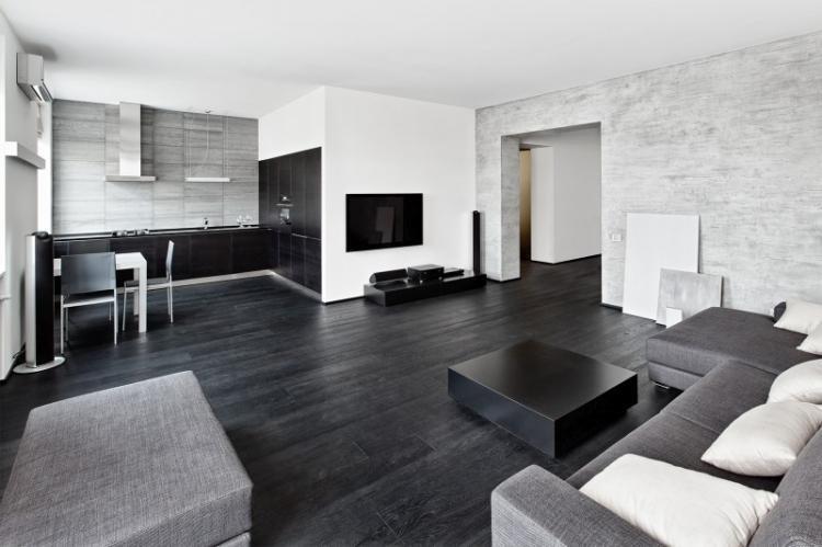 Черная гостиная в стиле минимализм - Дизайн интерьера