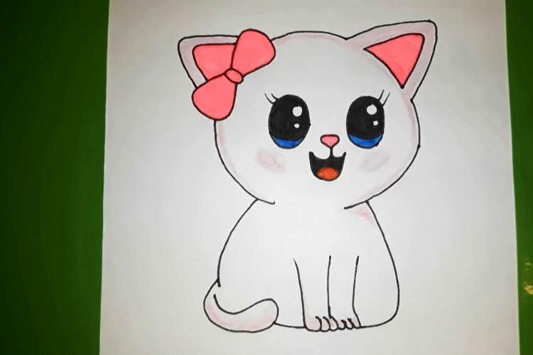 Как нарисовать красивую кошку гелевыми ручками