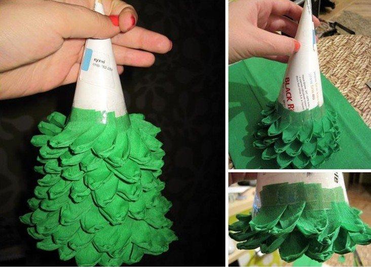 Как сделать елку из гофрированной бумаги