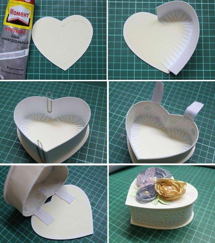 Коробка в форме сердца - Как сделать коробку из бумаги