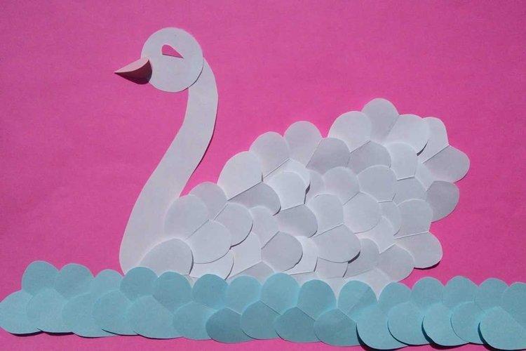 Лебедь из бумажных сердечек - как сделать
