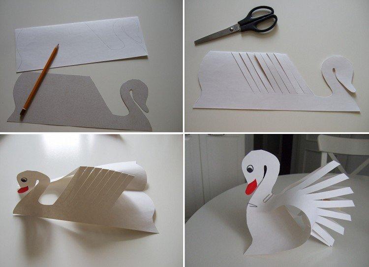 Объемный лебедь из бумаги А4 - как сделать