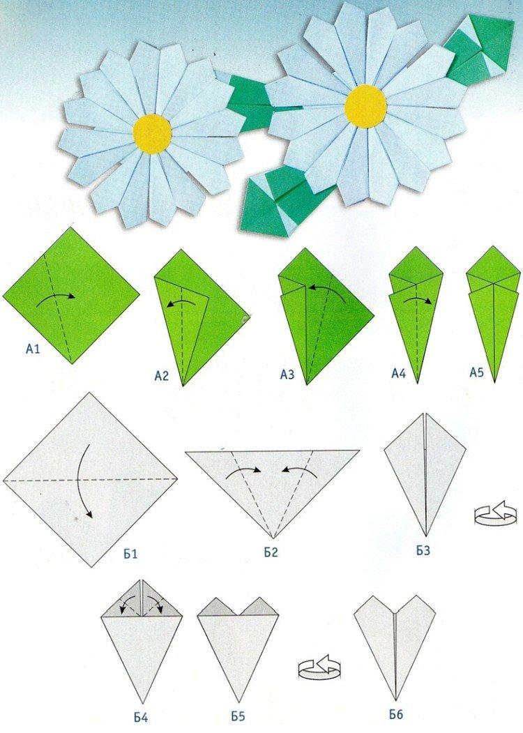 Ромашка - Как сделать оригами цветы из бумаги