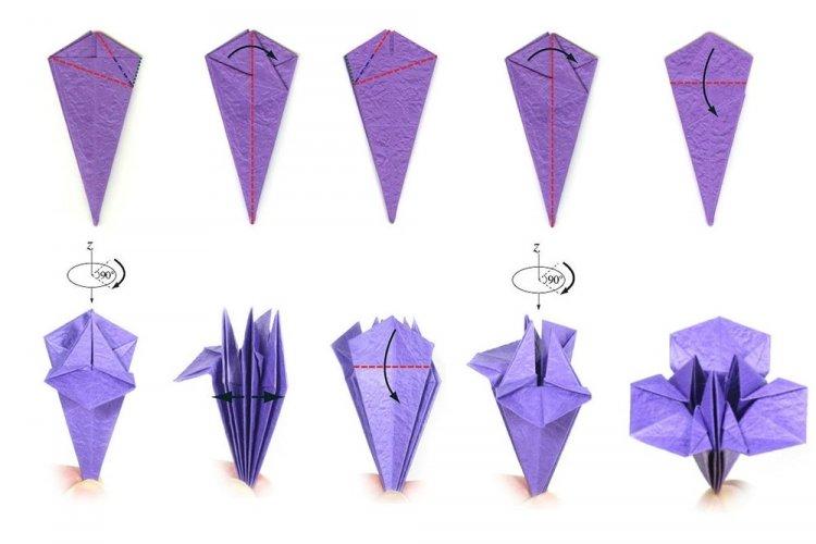 Ирис - Как сделать оригами цветы из бумаги