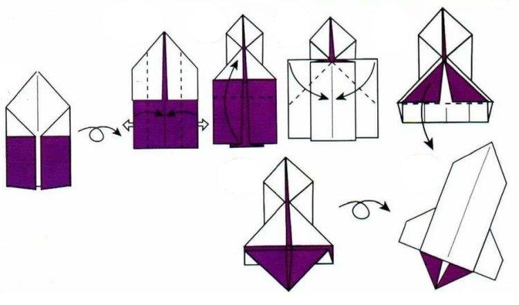 Как сделать оригами ракету из бумаги с цветным огнем