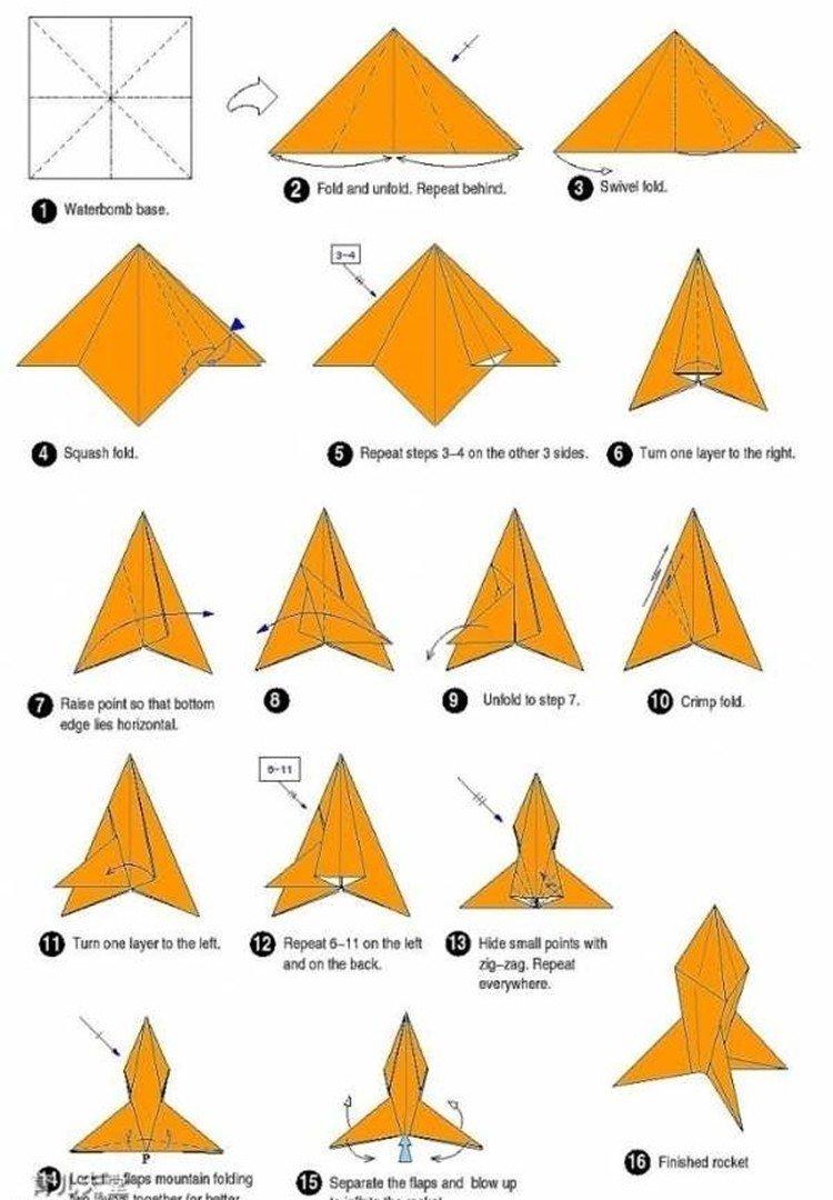 Как сделать оригами ракету из бумаги