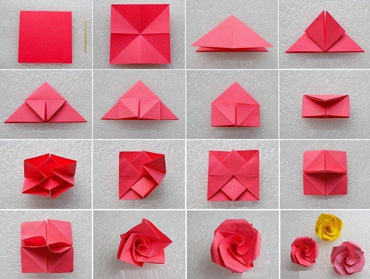 Оригами роза для начинающих - Как сделать розу из бумаги