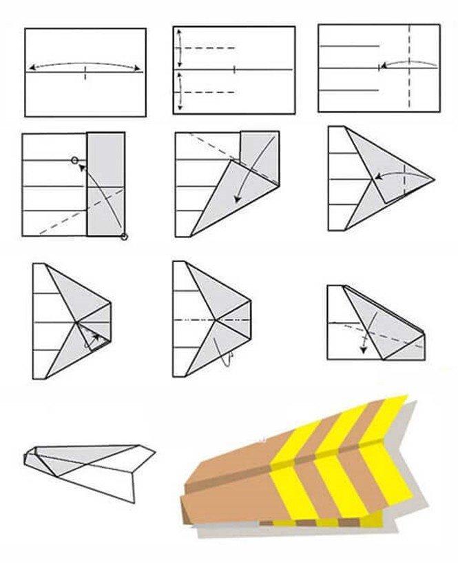 Широкий самолет из бумаги - как сделать самолет из бумаги