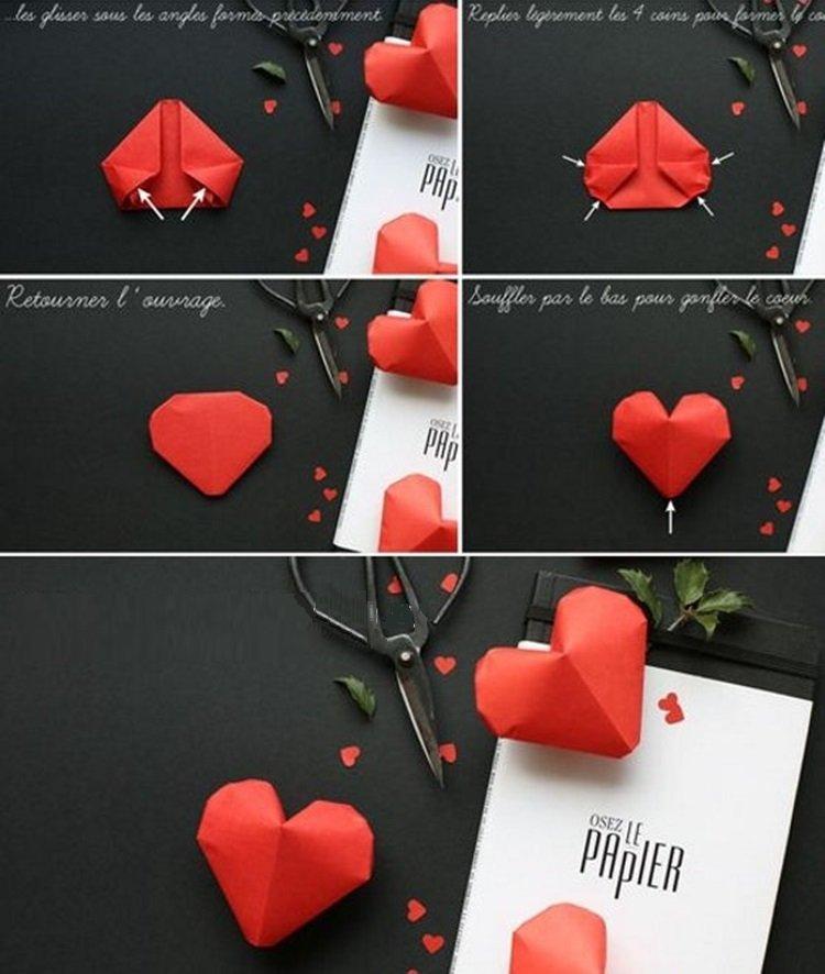 Оригами сердце с цветком