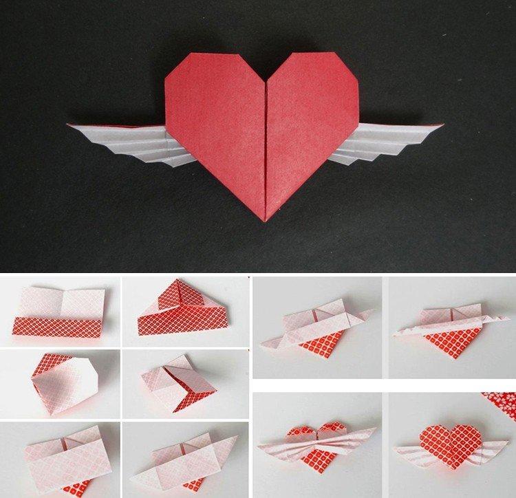 Бумажное сердечко с крыльями - Как сделать сердечко из бумаги