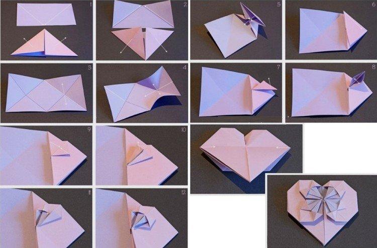 5 идей для оригами: красивое сердечко из бумаги