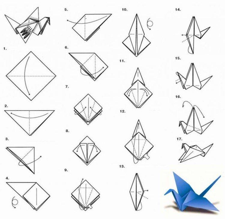Журавлик оригами - как сделать журавлика из бумаги
