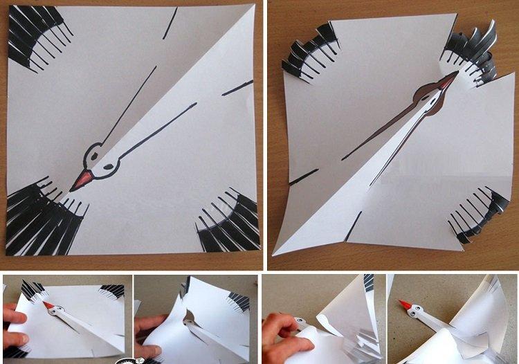Как сделать журавлика из бумаги: 8 простых идей