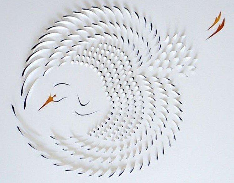 Вырезанная картина «Журавлик» - как сделать журавлика из бумаги