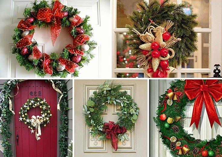 Классические рождественские венки - Как украсить входную дверь на Новый год