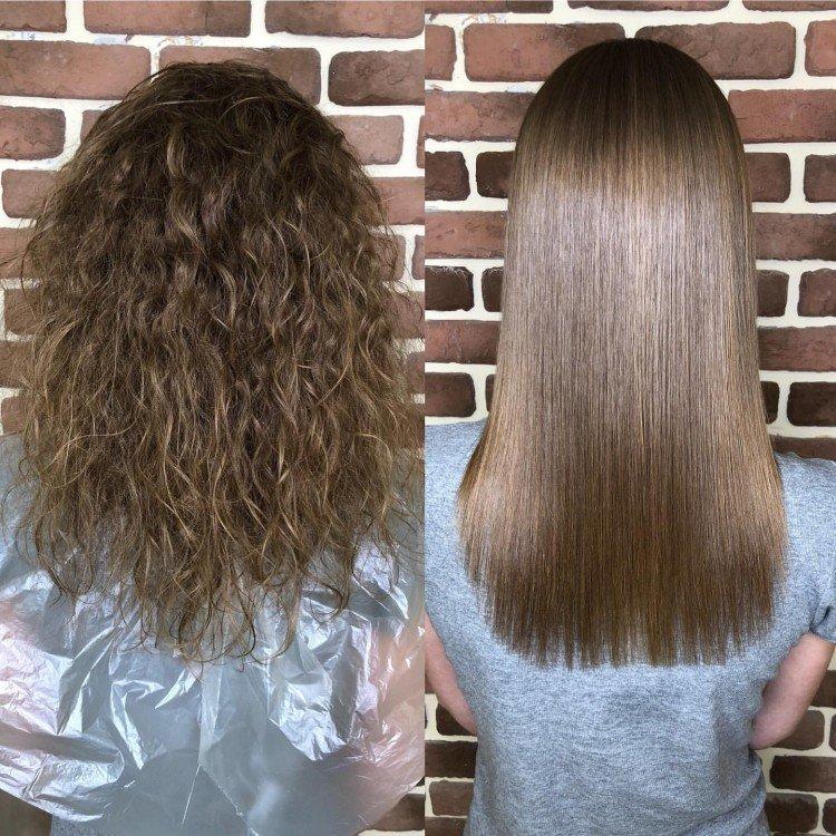 Кератиновое выпрямление волос - фото до и после